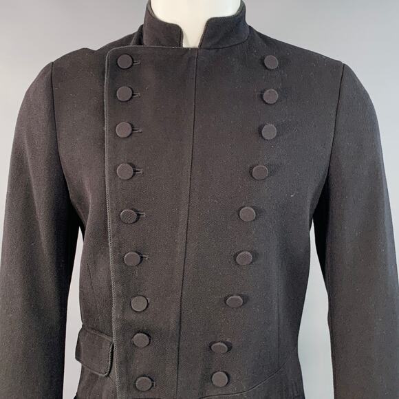 RRL by RALPH LAUREN Size S Black Twill Wool Double Breasted Coat - Picture 2 of 9